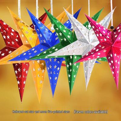 3D Laser-Cut Five-Pointed Star Ceiling Ornament for Christmas Decoration