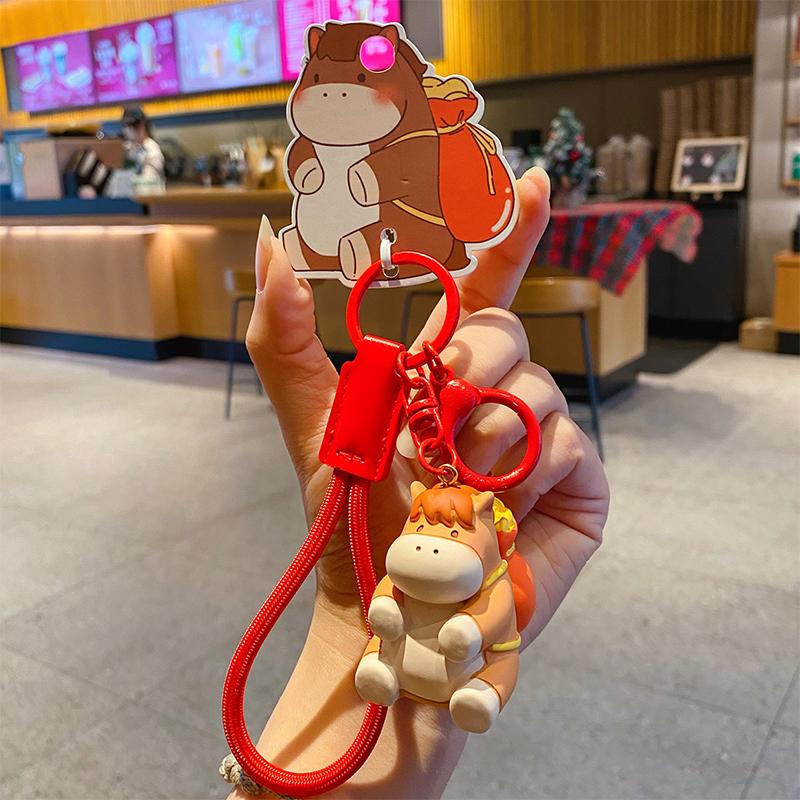 2026 Jahr des Pferdes Maskottchen Schlüsselanhänger Niedlicher Cartoon Nationaler Trend Tierkreiszeichen Pferd Schlüsselanhänger Paar Rucksack Anhänger Neujahrsgeschenk