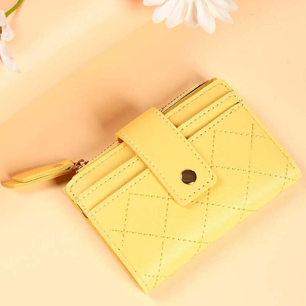 Transparent Women Lingge Wallet Portable Lady Short PU Purses Versatile Solid Color Card Bag  Work