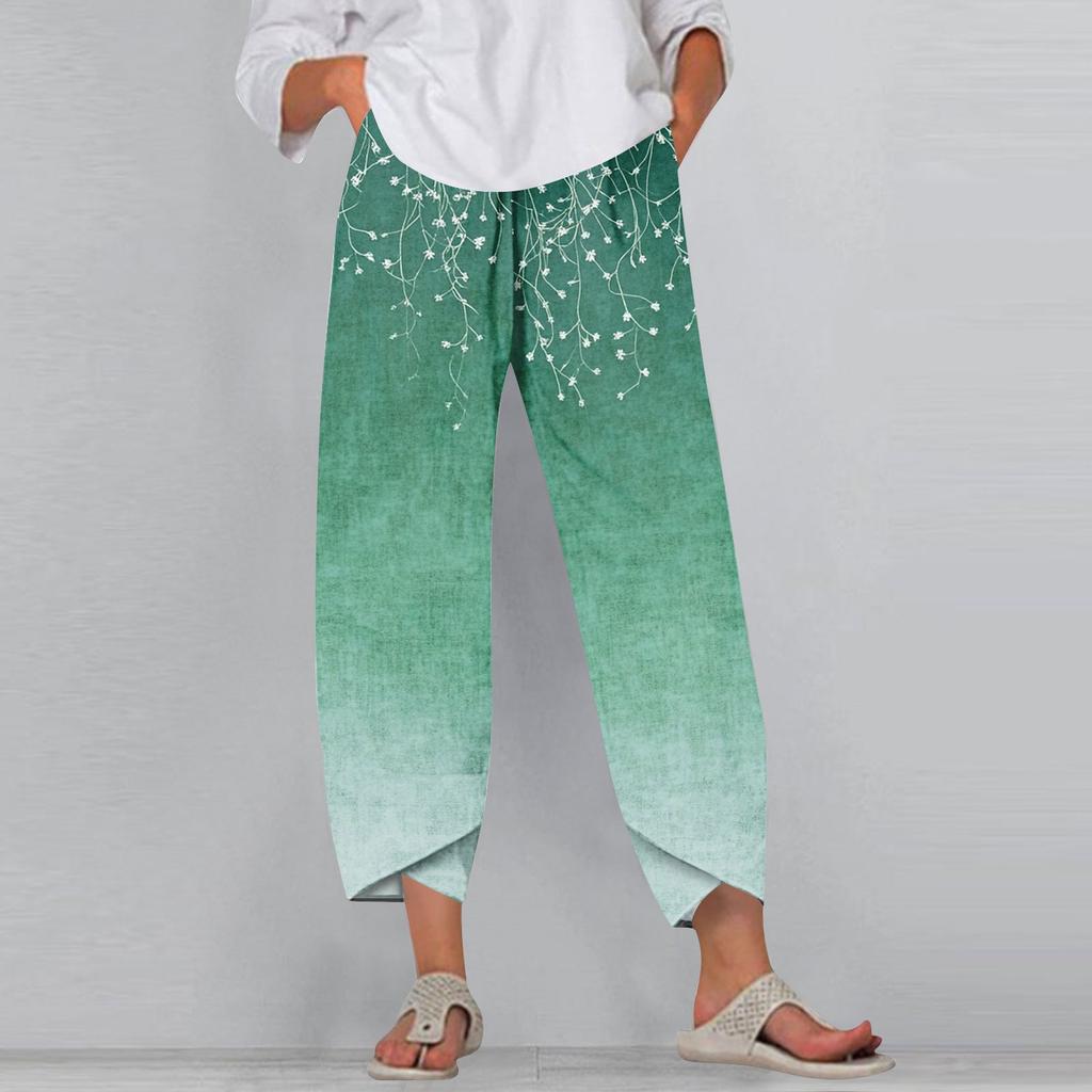 Women's Pants  With Pockets Casual Trousers Pants For Women Summer Casual Wide Leg Elastic Waist Pants With Pockets