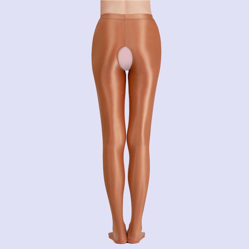 Japanische Satin Damen Feinstrumpfhose Öl Glänzend Glitzer Strumpfhose Glänzend Seidig Glatt Sexy Offener Schritt Leggings Party Club Kleidung