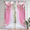 2 Stück - Rosa floral - Bedruckte Vorhänge, geeignet für Heimdekoration in Schlafzimmern und Wohnzimmern