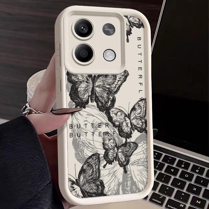 

Чернила с рисунком бабочки для Xiaomi Poco X6 X5 13t Redmi Note 13 12 11 Pro противоударный силиконовый мягкий тонкий чехол Redmi Note 11 Pro 5G/4G белый