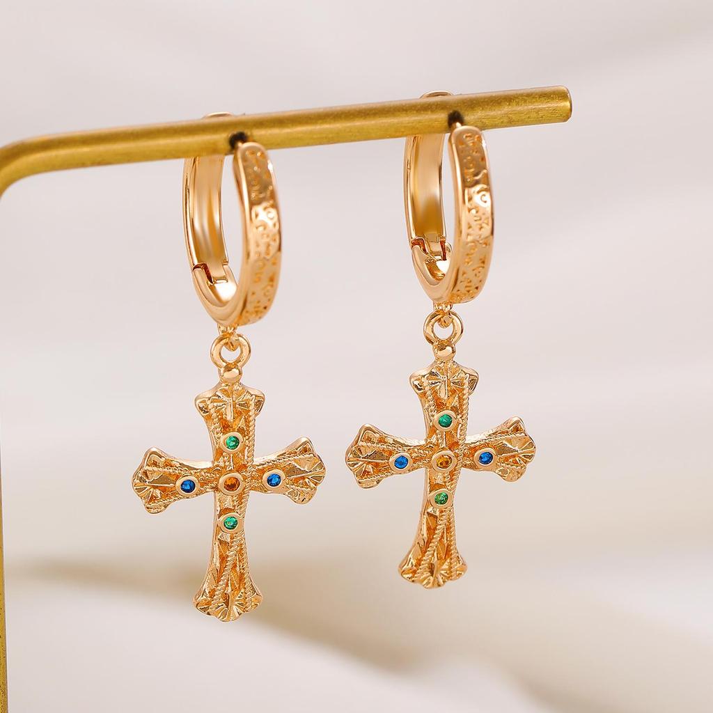 Pendientes de Zircón Chapados en Oro para Mujer Europea y Americana: Accesorios Versátiles y de Lujo para un Atractivo Chic