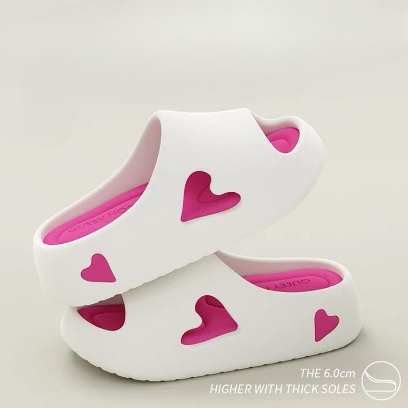 House Slipper Flip Flop Women Love Heart Platform Cloud Outdoor Indoor Summer Soft Sandal Slides Ladies Home Hotel Shoe Flat EVA