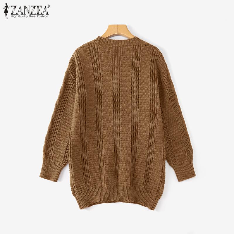 ZANZEA Women Long Sleeve Buttons Up Casual Loose Knitted Sweaters Cardigan