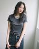 HAVISM Double Henley Neck S/S Tee(Charcoal)
