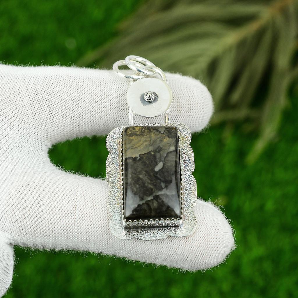 Mothers day Sale Gabbro Jasper Gemstone Wife New Pendant Jewelry Sterling Silver