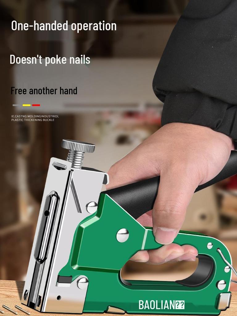 Manual Pneumatic Nail Gun: Brad Nailer, Steel Nailer, U-Shaped & Straight Nails for Wire Trough and Woodworking.