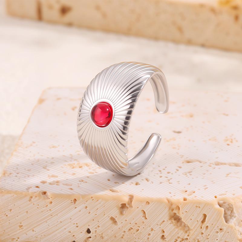 Gold-Plated Titanium Steel Open Ring with Retro Geometric Design