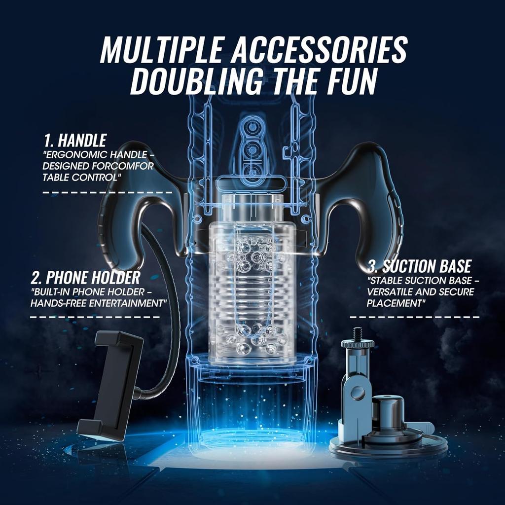 Male Masturbator Sex Toys for Men Adult Toy 7 Thrusting & Rotating Modes with Handle Phone Holder & Suction Base,Hands-Free Pocket Pussy Sex Machine