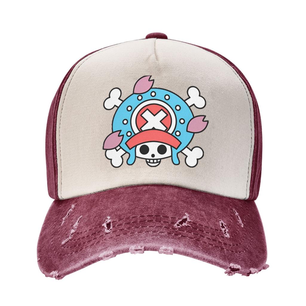 Hip Hop Tony Tony Chopper One Piece Flag Baseball Cap Distressed Denim Snapback Cap Outdoor Summer Adjustable Fit Caps Hat