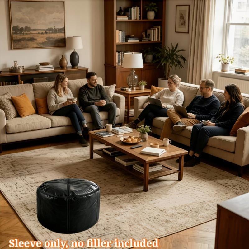 Non Slip Round Lazy Sofa Cover Fillable Large Capacity Storage Bag Pouf Seat For Home Living Room Decoration