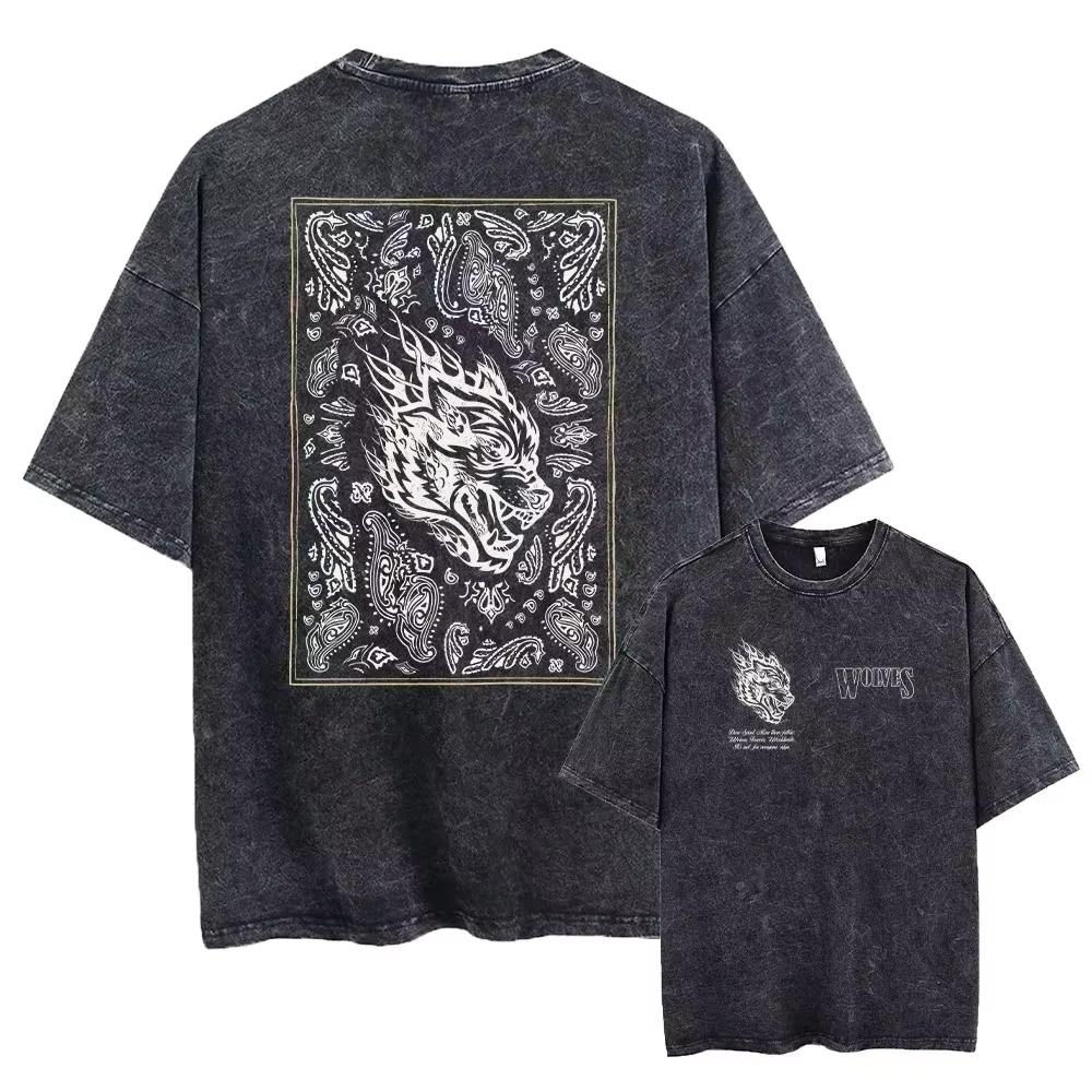 2026 Hot Sale Darc Wolves Sport Vintage Washed TShirts Gym Bodybuilding Unisex Clothing Summer Fitness TEE Workout Sport T-shirts Short Sleeve Tee Top