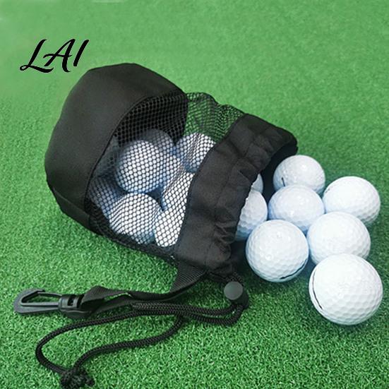 Durable Golf Ball Bag Portable Storage Bag Drawstring Mesh Pouch for Accessory Gear Holder Organizer Gift Men Women Golfer with Hook