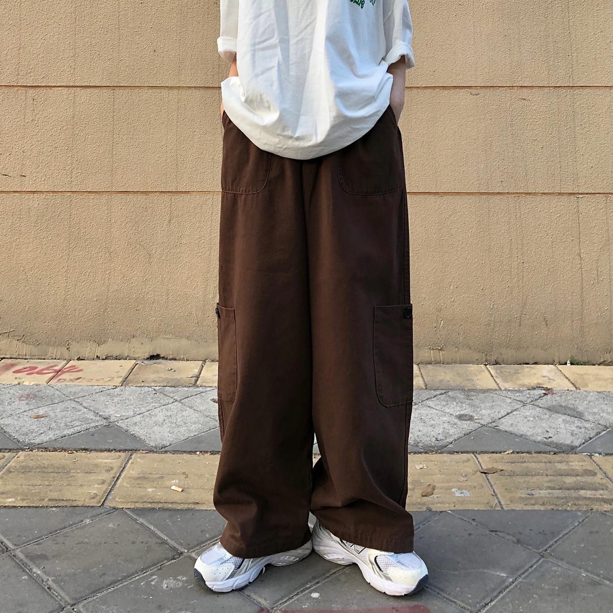 

Японські Повсякденні Робочі Штани Ретро Вільні Прямі Широкі Штани Весна Осінь L коричневий