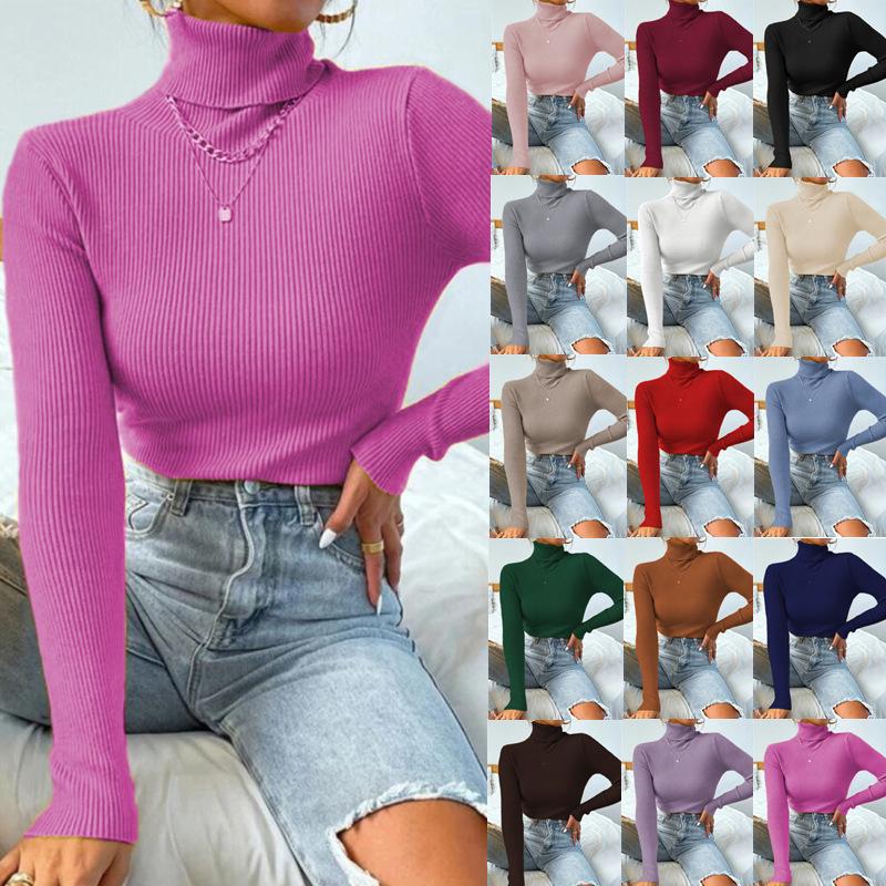 2024 Women's High Neck Knitted Pullover - Europe & America Style