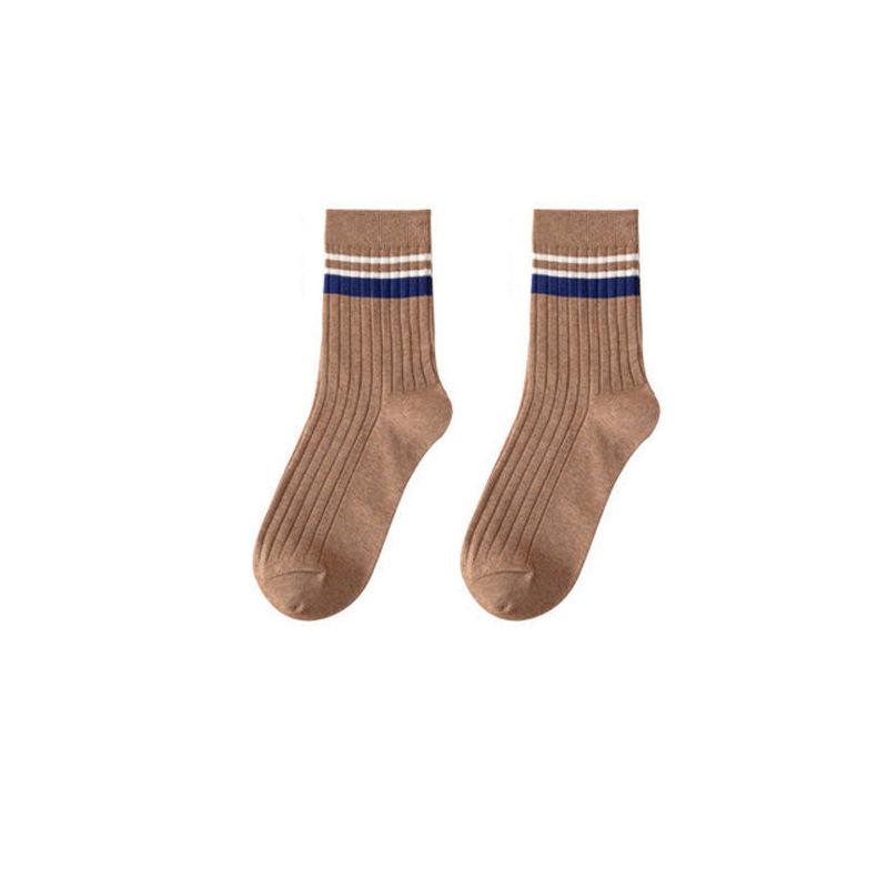 

Socks Men s Mid-Calf Solid Color Spring/Autumn Knee-High Winter Deodorant Sweat-Absorbent Striped Socks One Size Bare Socks