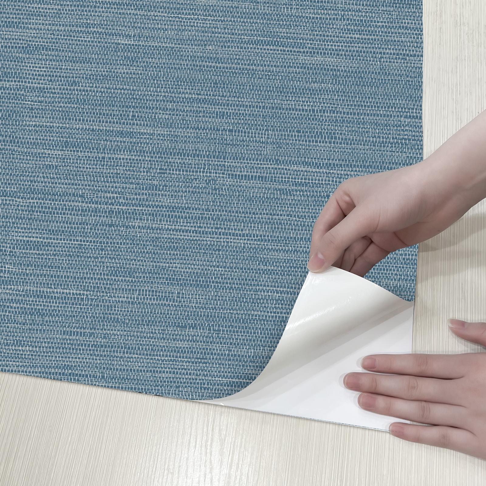 

Синие Текстурные Обои из ПВХ под Солому Самоклеящиеся Наклейки для Мебели Шкафа Водонепроницаемый Декор для Ванной Комнаты и Кухни 44cmx300cm