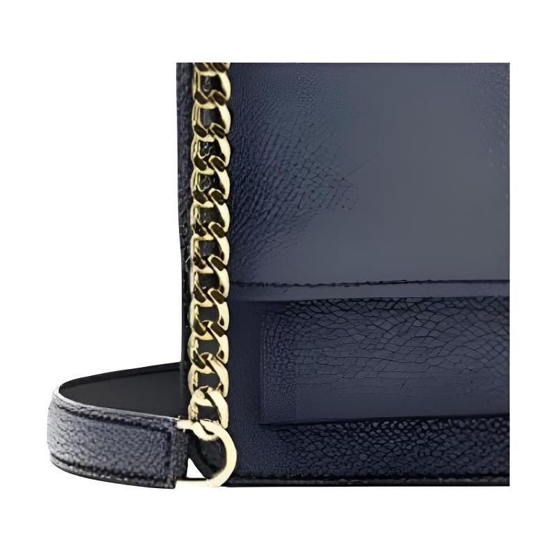 Michael Kors Claire Logo Magnetic Closure Pebbled Leather Crossbody Shoulder Bag Small Women's Navy Blue