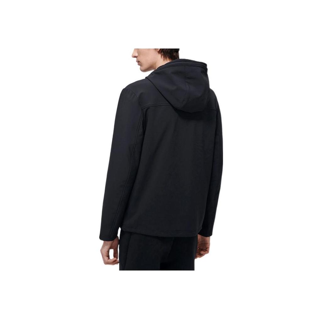 FILA Solid Color Logo Label Hooded Jacket Men jackets Black F11M318508F-BK