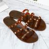 Damen Nieten Flache Rutschfeste Sandalen - Vielseitige Sommer Freizeitschuhe