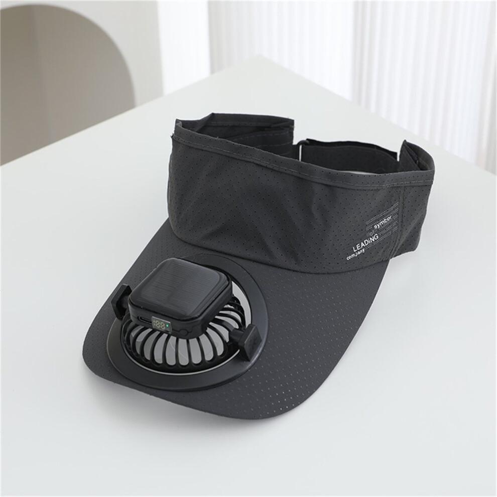 Sun Protection Cooling Fan Cap With Solar and Usb-Black