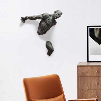 Männliche abstrakte Skulptur, Kunstharz, Wanddekoration, menschlicher Körper, Statue, Wandhalterung