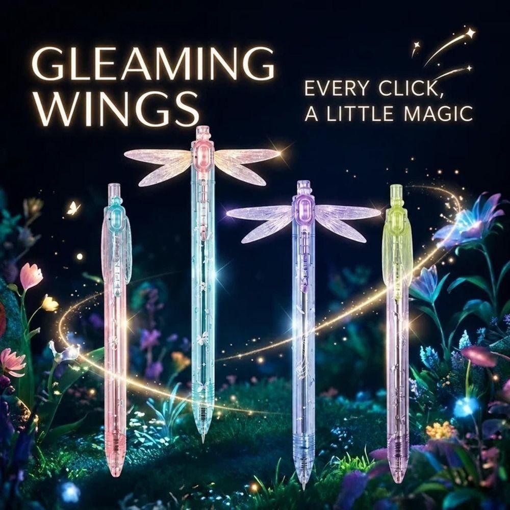 0.5mm Dragonfly Pen with Moving Wings with Two Pen Refills Black Ink Pens Stationery Supplies