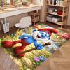 Blue Smurfs Print Rug, Washable Floor Carpet, For Entryway Dorm Laundry Room Office Study, Home Decor Birthday Christmas Gift