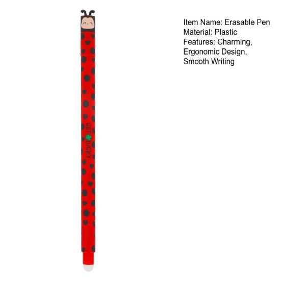 Penna Gel Cancellabile con Gomma Riutilizzabile Design Carino Coccinella Portafortuna Penna Scrittura Fluida Penna Cancellazione Pulita per Scuola Ufficio