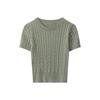 HeyHenry 2025 Retro Short Sleeve Knit Sweater - Slim Fit Cable Knit Top for Women
