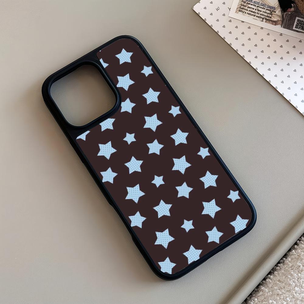 Blue star design glass phone case suitable for iPhone 17 16 15 14 13 12 11 Pro/Max/Plus anti drop and shockproof back cover