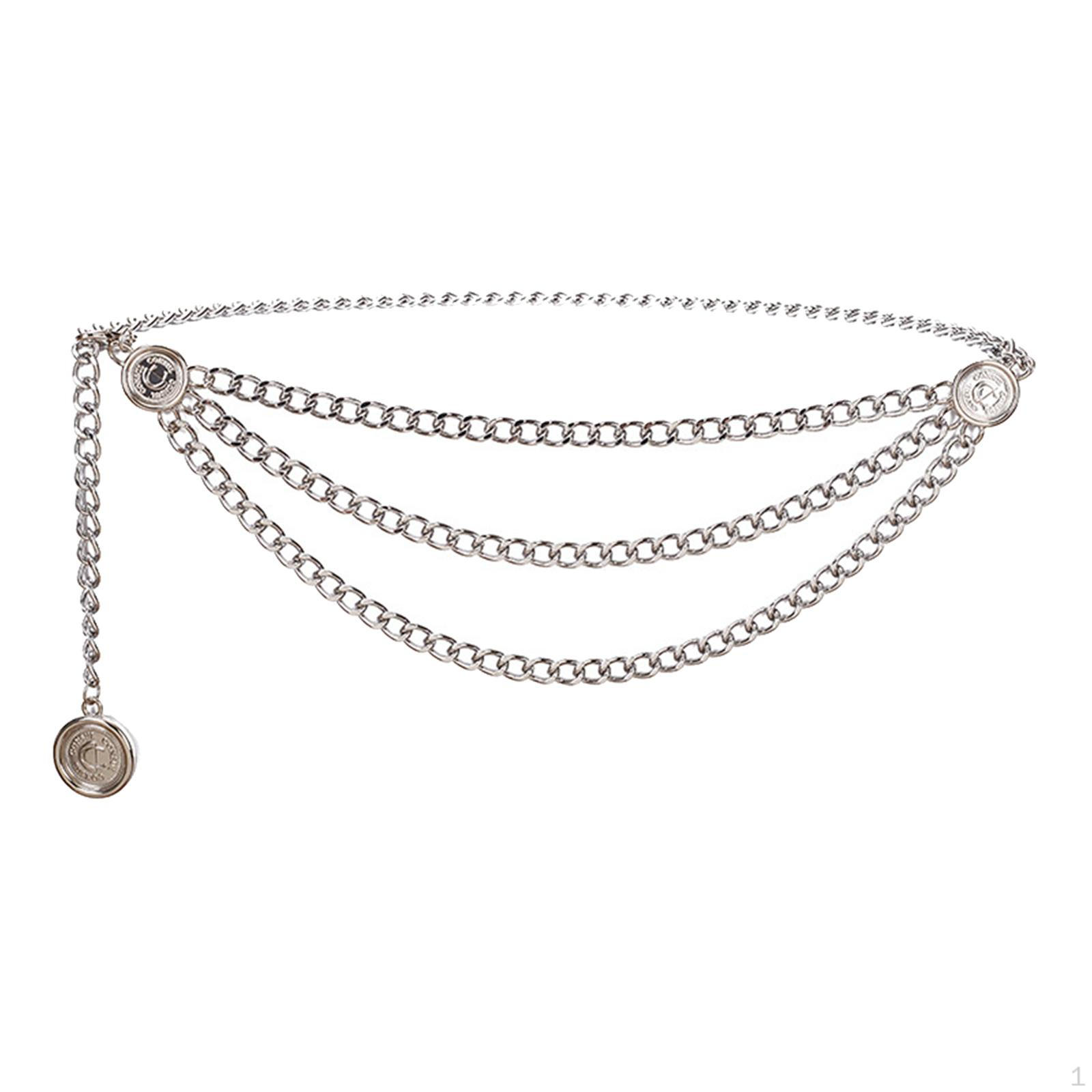 

Waist Chain Belt Multilayer Retro Decorate Body for Clothing Female срібний