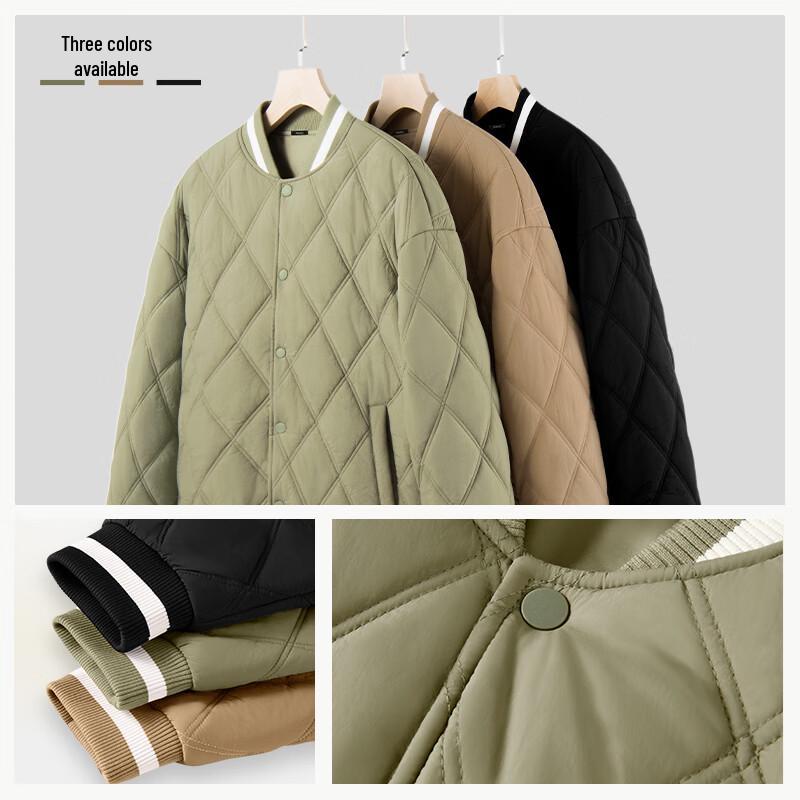 MINISO Men's 2024 Winter Thick Color-block Baseball Collar Padded Jacket