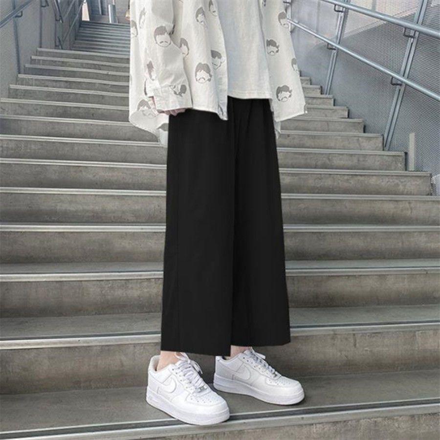 

Women s High-Waist Straight-Leg Cropped Pants - Korean Style, Slimming, Casual, Loose Fit for Spring & Summer XL