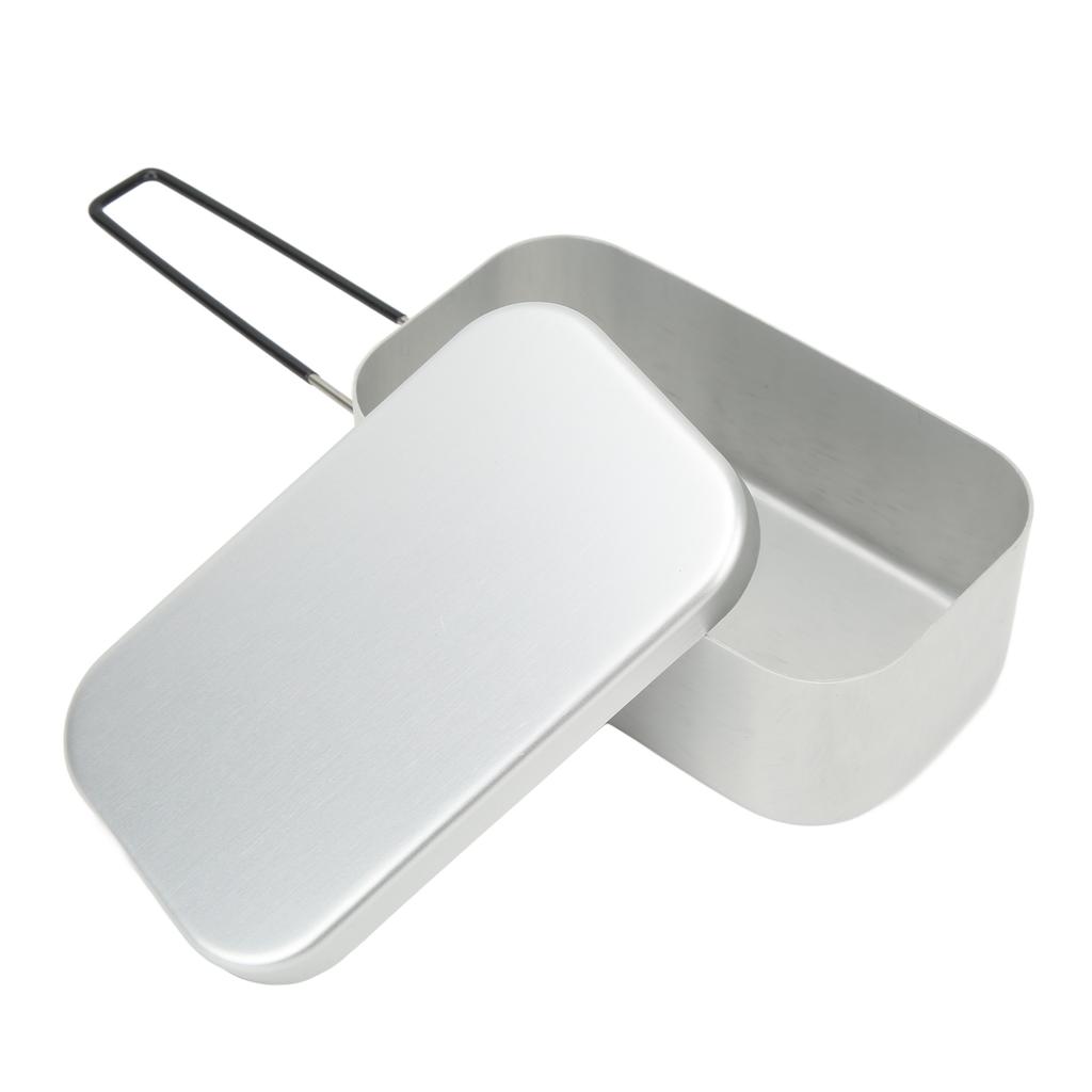 Camping Bento Box Foldable Handle Portable Aluminum Alloy Lunch Box with Alcohol Stove for Picnic Outing