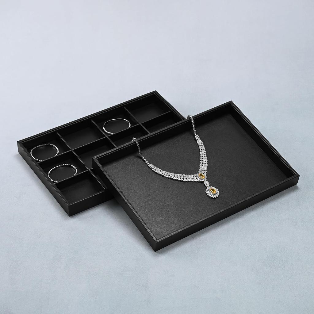 Papten Jewelry PU No for for Home Commercial P17301 Tray, Leather, Large, Dividers, Rings, Watches, Necklaces, Display, Storage, Simple, High-End,