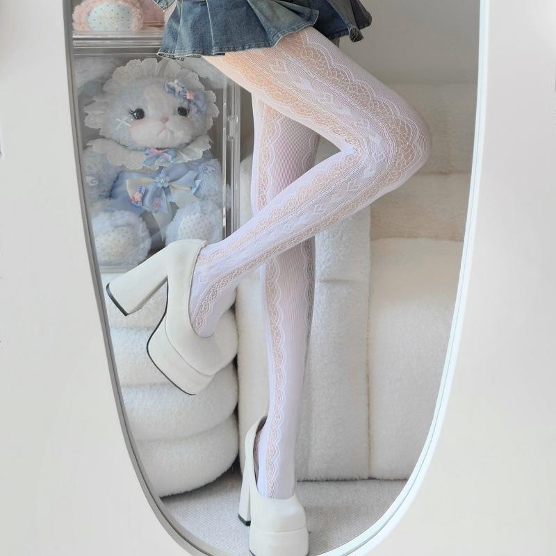 Spring And Summer Hollow Thin Love Lolita Women'S Pantyhose Leggings Lace Fishnet Leggings