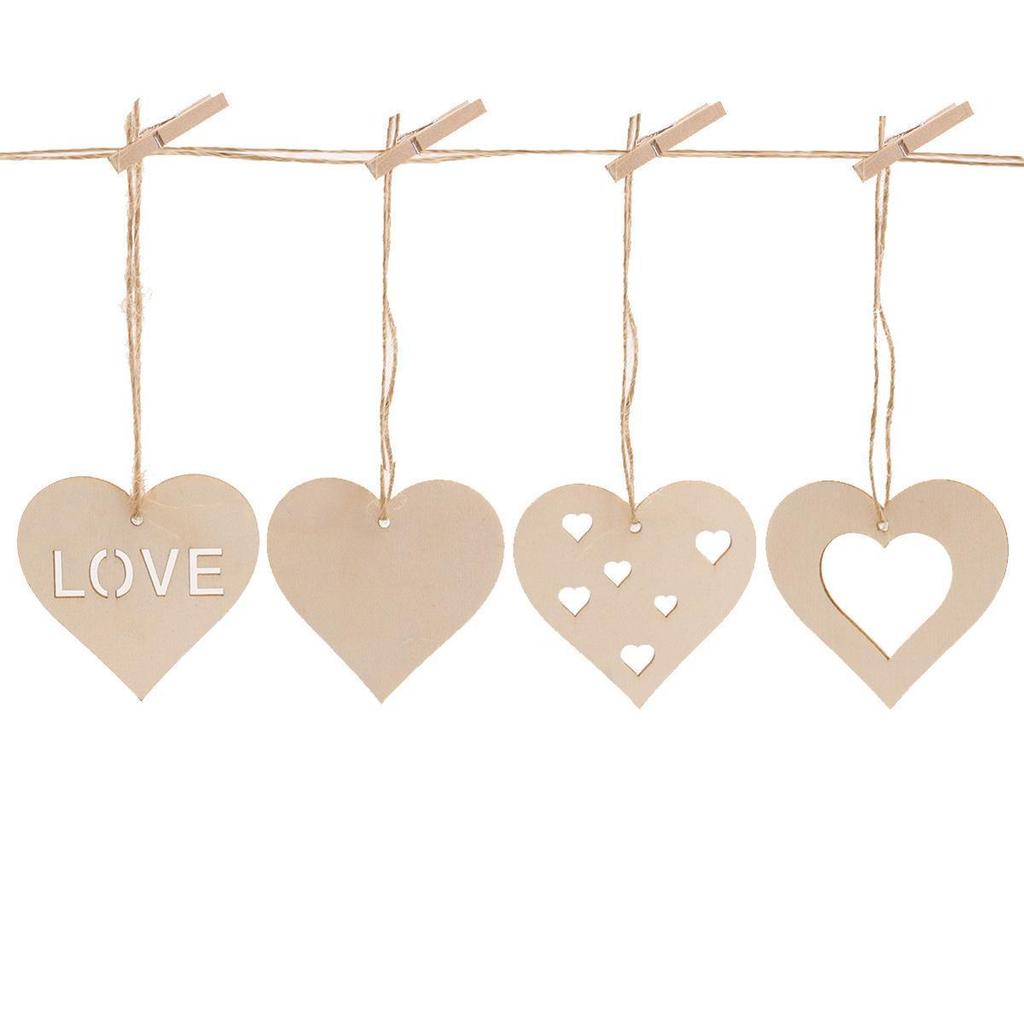 Valentine's Day Hand-painted Wooden Heart Pendant for Home Decoration.