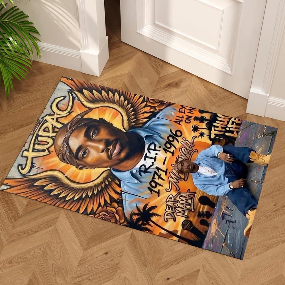2pac Fußmatte Geeignet für Spielzimmer Eingangsbereich Esszimmer Balkon Rutschfester Teppich Anime Bürodekoration Perfektes Geschenk für Freunde & Familie