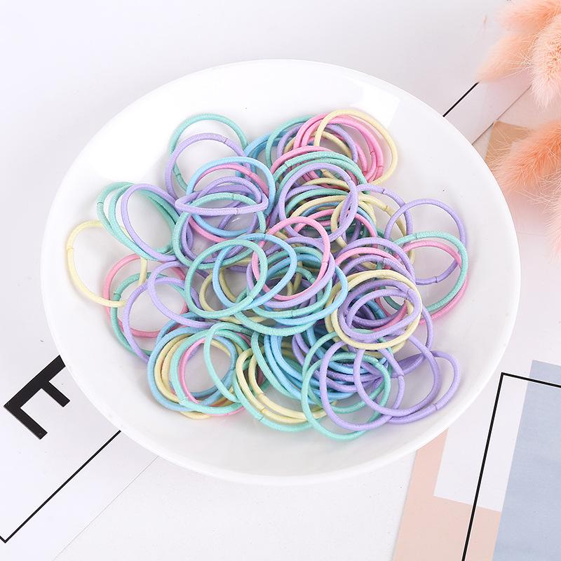 100pcs/lot 3CM Hair Accessories Girls Rubber Bands Scrunchy Elastic Hair Bands Kids Baby Headband Decorations Ties Gum for Hair