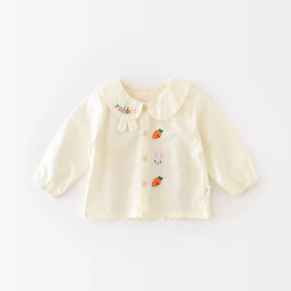 Infant & Toddler Spring/Autumn Girls' Casual Outfit - Super Cute Fashion Two-Piece Set with Outerwear & Bib, Ideal for 100 Days Celebration.