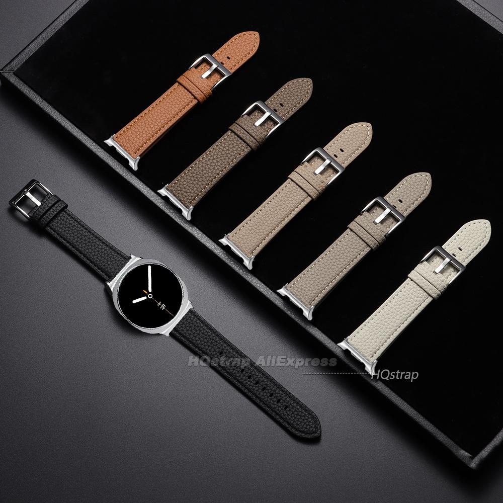 New Lychee Pattern Leather Watch Strap for Samsung Galaxy Watch 8 Classic 46mm 40mm 44mm Watch Band Business Smartwatch Bracelet