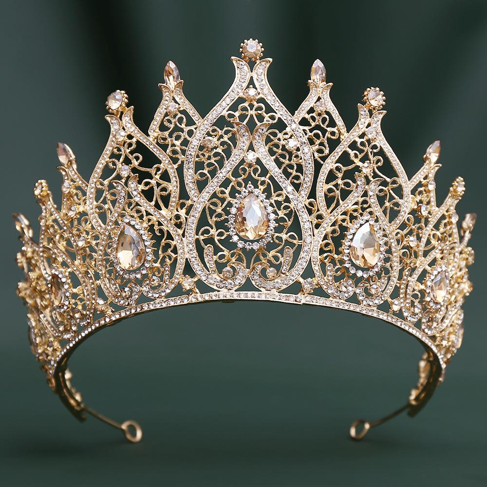 Bridal Red Baroque Crown, Multi-diamond Water Droplets European and American Headgear, Wedding Dress Accessories 2026