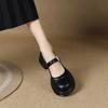 Shoes Female 2025 New Mary Janes Women's High Heels Concise Casual Pumps Women Solid Buckle Strap Round Toe Platform Shoes Women