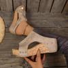 Fashion slope heel fish mouth cool slippers women's summer new rivet muffin thick-soled high-heeled slippers