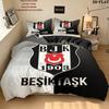 Besiktas J.K Muster Bettwäsche Heimdekoration Geburtstagsgeschenk ( 1 Bettbezug + 2 Kissenbezüge, ohne Füllung),Fanartikel.