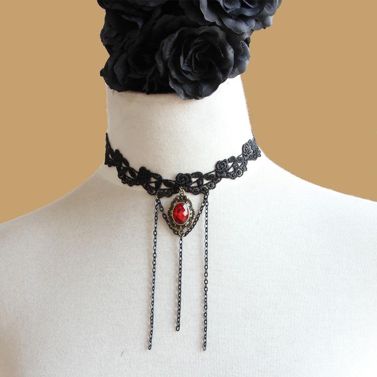 

Exaggerated Black Lace Wedding Necklace Collar JL-11-0 чёрный