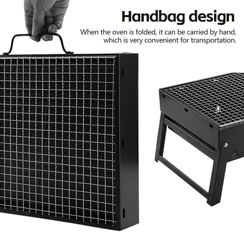 Portable BBQ Grill Stainless Steel Charcoal Grill Outdoor Cooking Tool Kit Camping Picnic Beach BBQ Lightweight Compact Travel